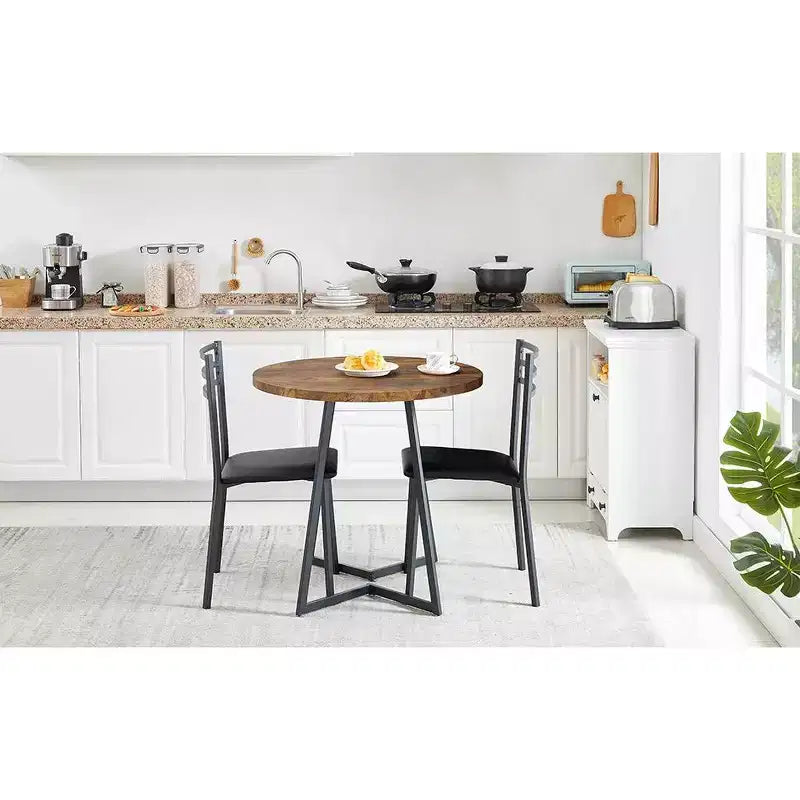VECELO 3-Piece Dining Table Set, 30 in. H Modern Round Wood Top Accent Table and Chairs for Room and Small Space