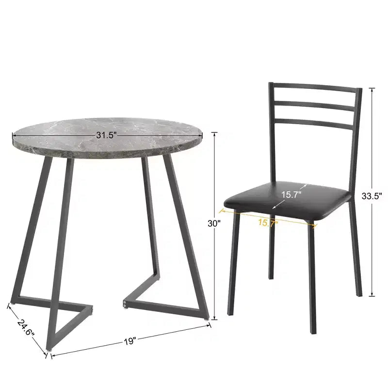 VECELO 3-Piece Dining Table Set, 30 in. H Modern Round Wood Top Accent Table and Chairs for Room and Small Space