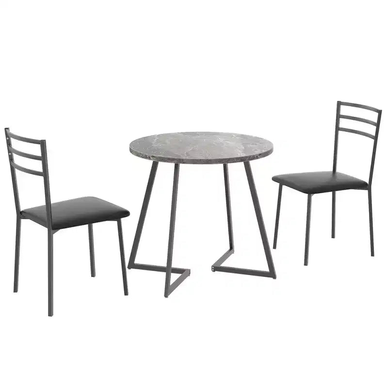VECELO 3-Piece Dining Table Set, 30 in. H Modern Round Wood Top Accent Table and Chairs for Room and Small Space