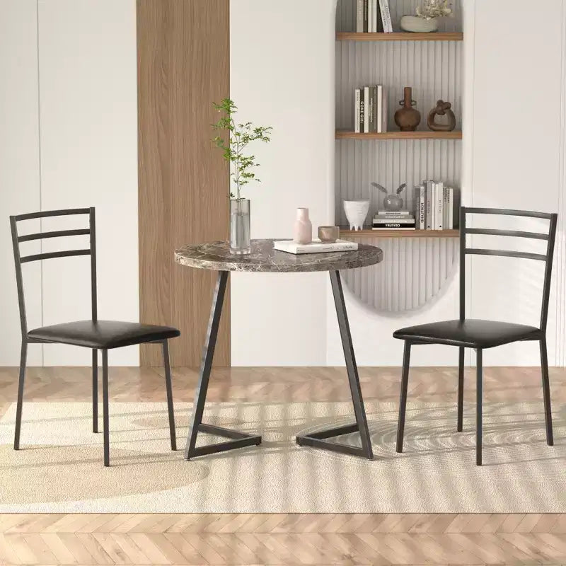 VECELO 3-Piece Dining Table Set, 30 in. H Modern Round Wood Top Accent Table and Chairs for Room and Small Space