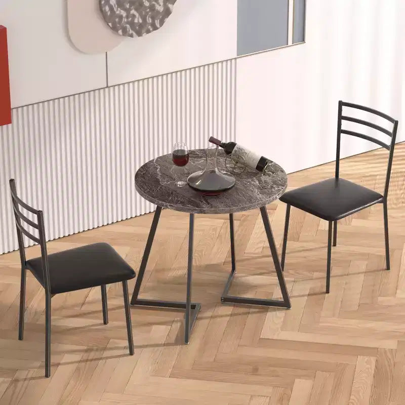 VECELO 3-Piece Dining Table Set, 30 in. H Modern Round Wood Top Accent Table and Chairs for Room and Small Space