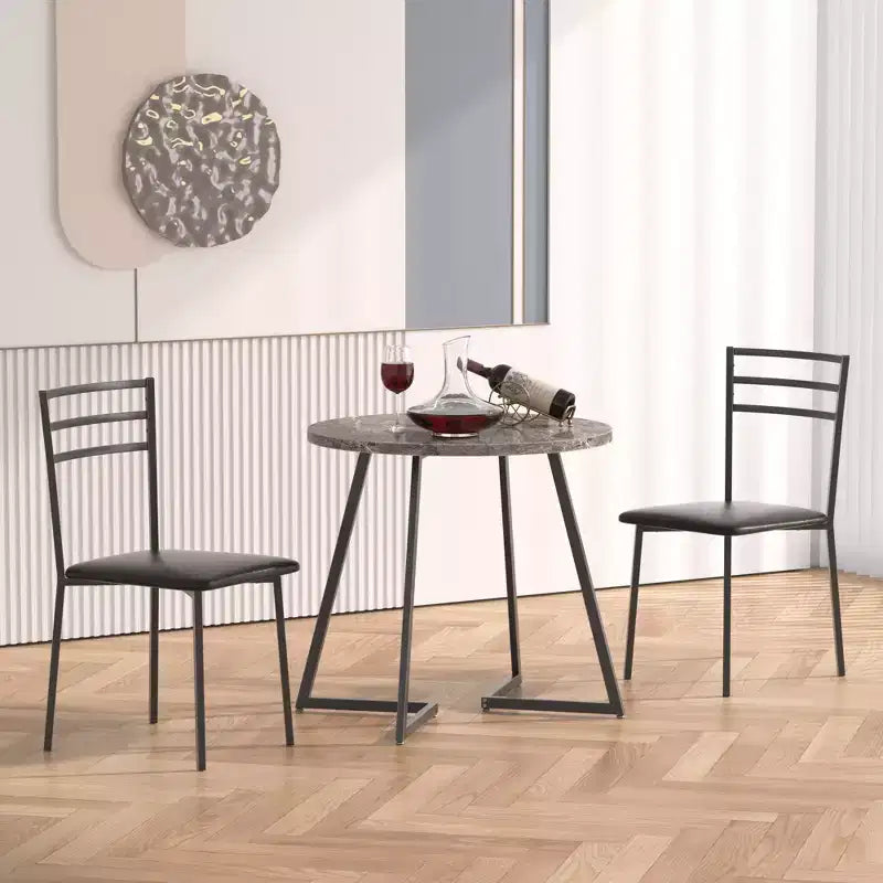 VECELO 3-Piece Dining Table Set, 30 in. H Modern Round Wood Top Accent Table and Chairs for Room and Small Space