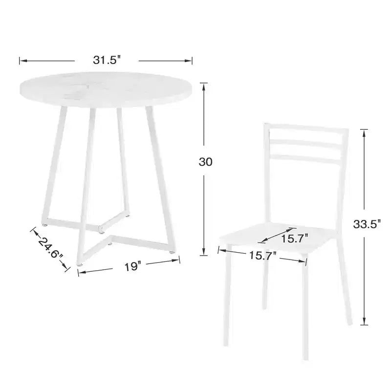 VECELO 3-Piece Dining Table Set, 30 in. H Modern Round Wood Top Accent Table and Chairs for Room and Small Space