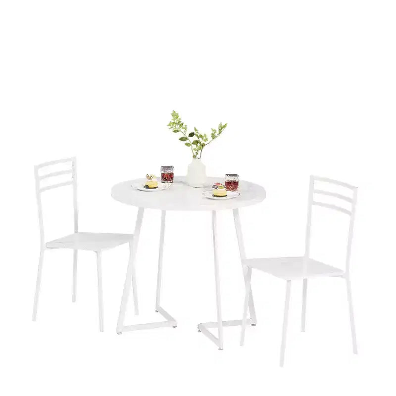 VECELO 3-Piece Dining Table Set, 30 in. H Modern Round Wood Top Accent Table and Chairs for Room and Small Space