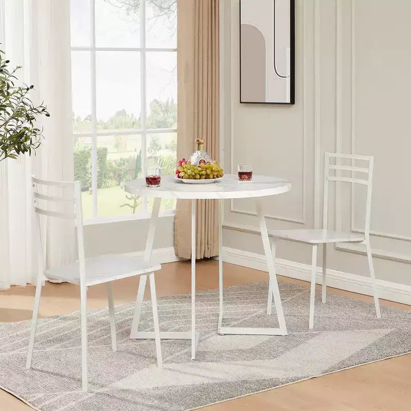 VECELO 3-Piece Dining Table Set, 30 in. H Modern Round Wood Top Accent Table and Chairs for Room and Small Space