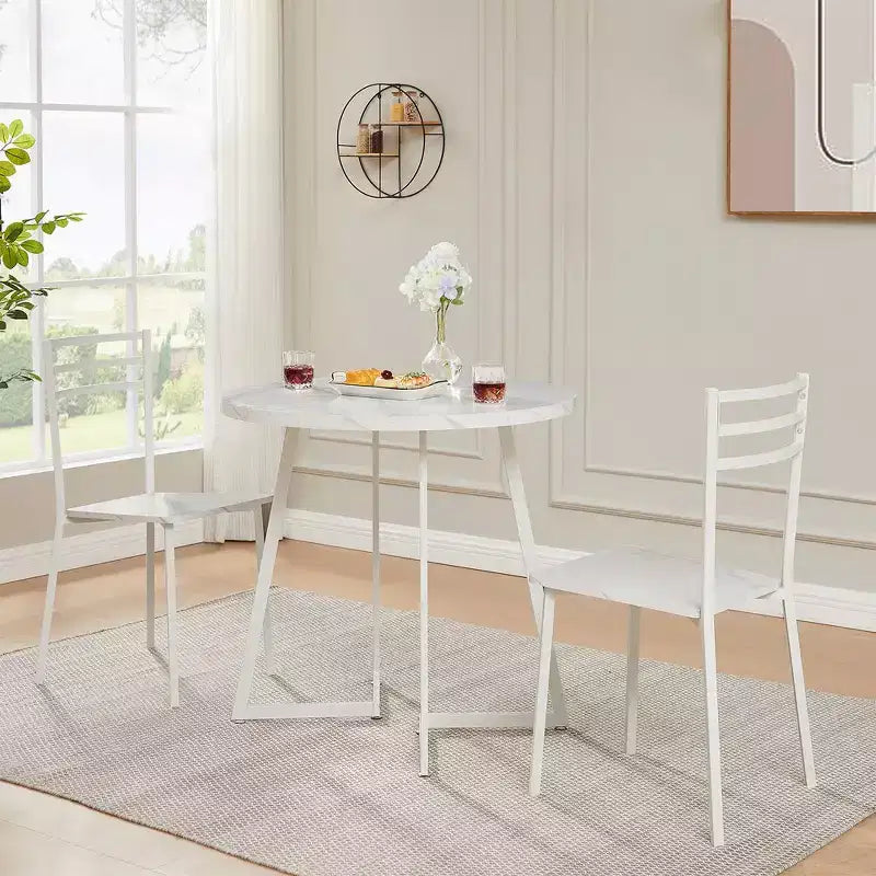 VECELO 3-Piece Dining Table Set, 30 in. H Modern Round Wood Top Accent Table and Chairs for Room and Small Space