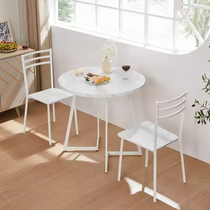 VECELO 3-Piece Dining Table Set, 30 in. H Modern Round Wood Top Accent Table and Chairs for Room and Small Space