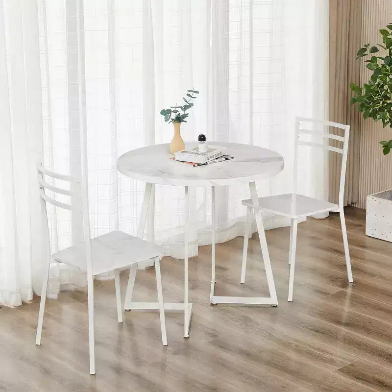 VECELO 3-Piece Dining Table Set, 30 in. H Modern Round Wood Top Accent Table and Chairs for Room and Small Space