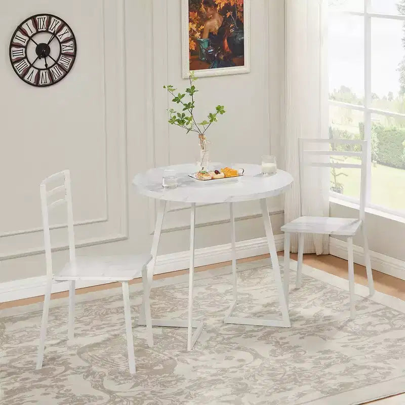 VECELO 3-Piece Dining Table Set, 30 in. H Modern Round Wood Top Accent Table and Chairs for Room and Small Space