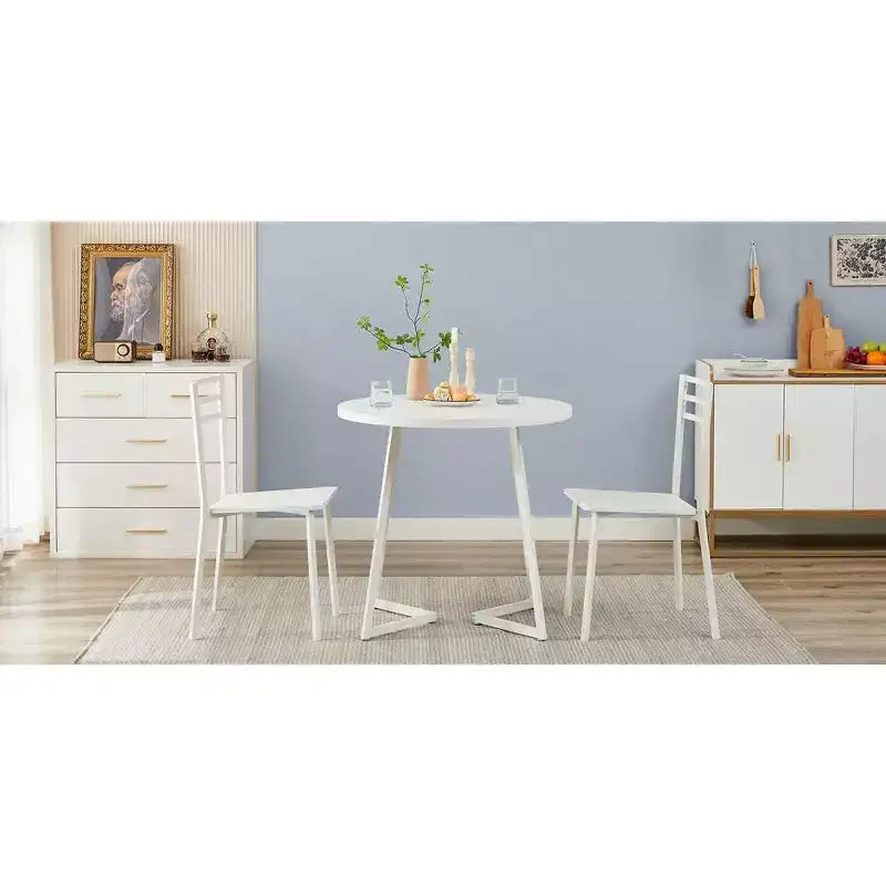VECELO 3-Piece Dining Table Set, 30 in. H Modern Round Wood Top Accent Table and Chairs for Room and Small Space
