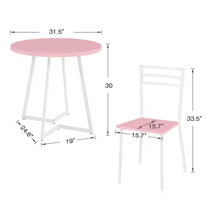 VECELO 3-Piece Dining Table Set, 30 in. H Modern Round Wood Top Accent Table and Chairs for Room and Small Space