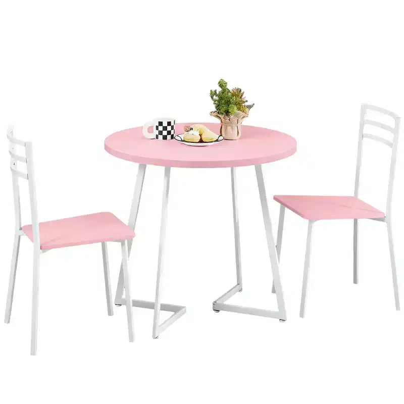 VECELO 3-Piece Dining Table Set, 30 in. H Modern Round Wood Top Accent Table and Chairs for Room and Small Space