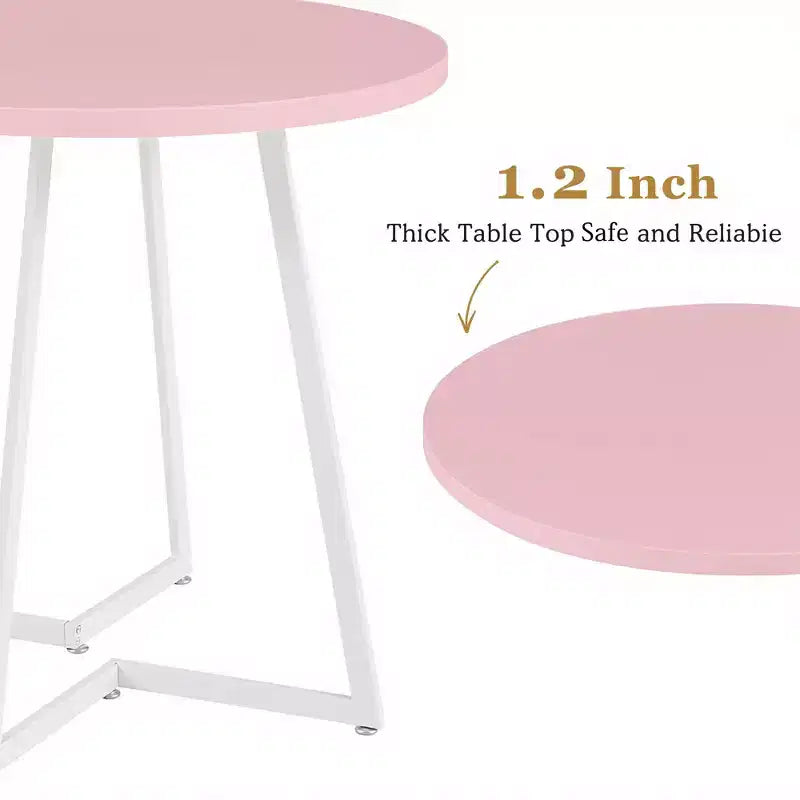 VECELO 3-Piece Dining Table Set, 30 in. H Modern Round Wood Top Accent Table and Chairs for Room and Small Space