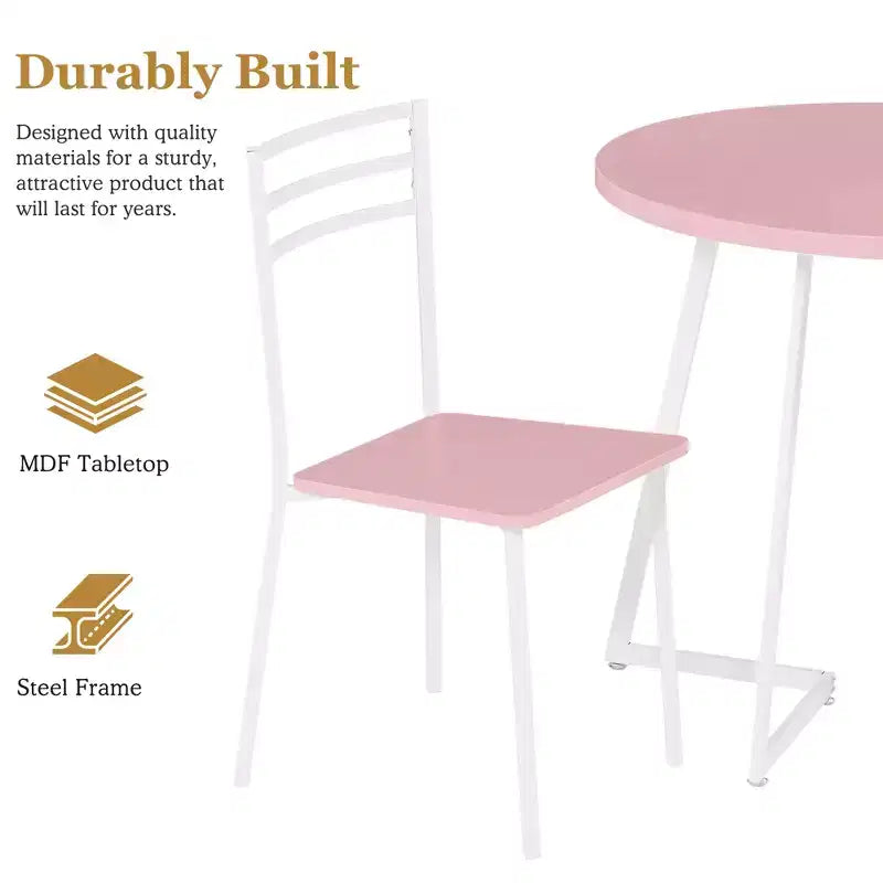 VECELO 3-Piece Dining Table Set, 30 in. H Modern Round Wood Top Accent Table and Chairs for Room and Small Space