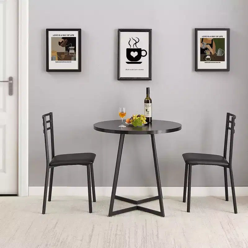 VECELO 3-Piece Dining Table Set, 30 in. H Modern Round Wood Top Accent Table and Chairs for Room and Small Space
