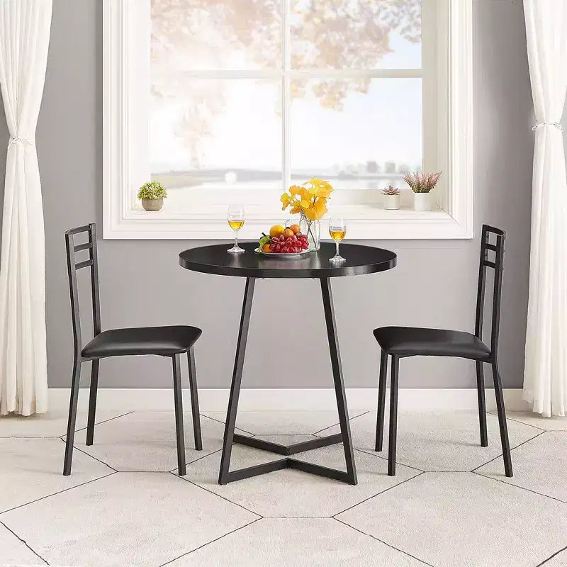 VECELO 3-Piece Dining Table Set, 30 in. H Modern Round Wood Top Accent Table and Chairs for Room and Small Space