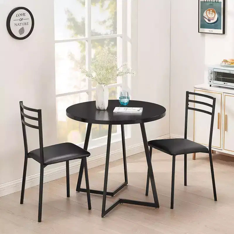 VECELO 3-Piece Dining Table Set, 30 in. H Modern Round Wood Top Accent Table and Chairs for Room and Small Space