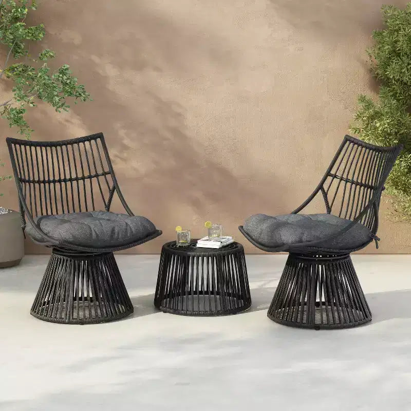 Christopher Knight Home Caryl Outdoor 2 Seater Wicker Chat Set with Grey Cushion