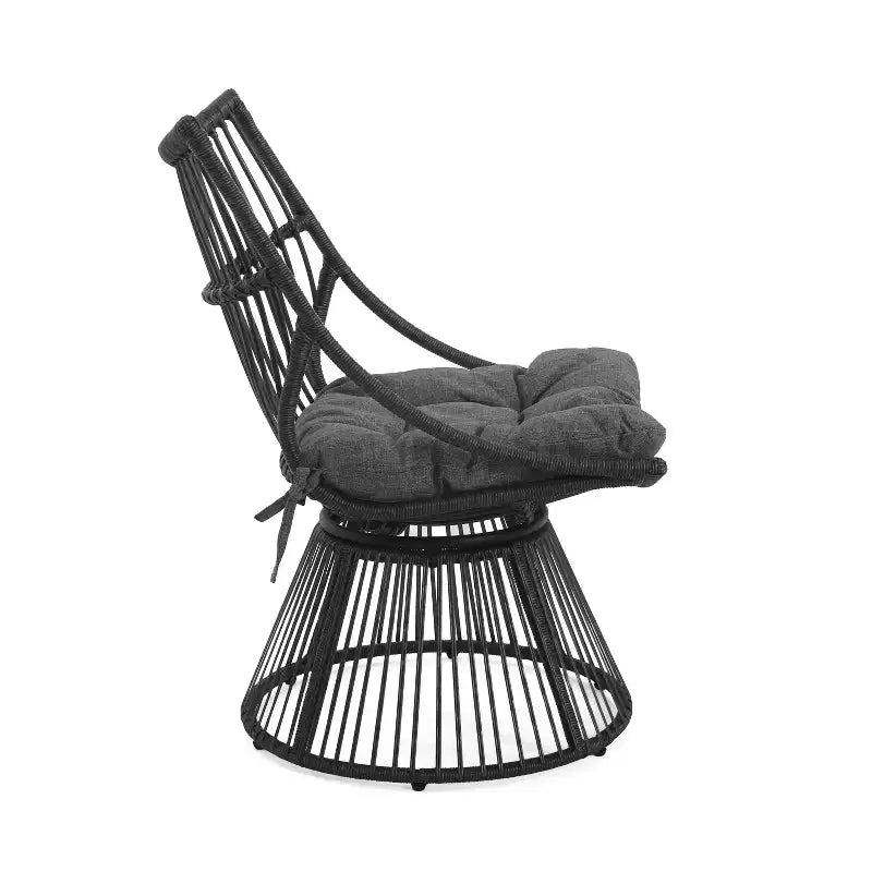 Christopher Knight Home Caryl Outdoor 2 Seater Wicker Chat Set with Grey Cushion