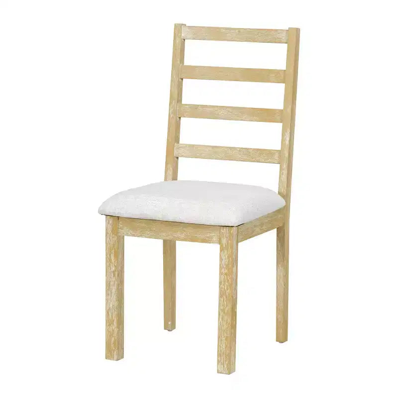 Whisen Farmhouse 6-Piece Dining Table Set, Kitchen Dining Sets with Extendable Dining Table, 1 Bench and 4 Ladder Back Dining Chairs