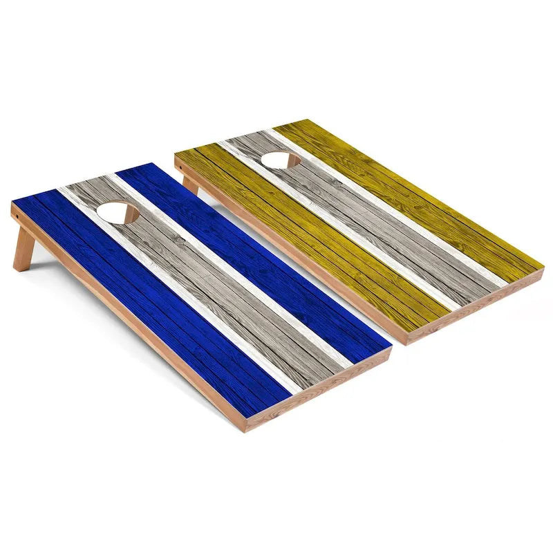 Royal and Yellow Striped Premium 2x4 Cornhole Board Set