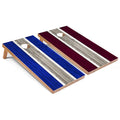 Solid Wood Cornhole Boards - Royal and Maroon Stripes Design