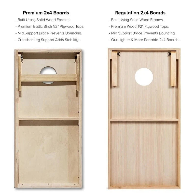 Planches de Cornhole en Bois Massif - Motif Rayures Royales et Bordeaux
