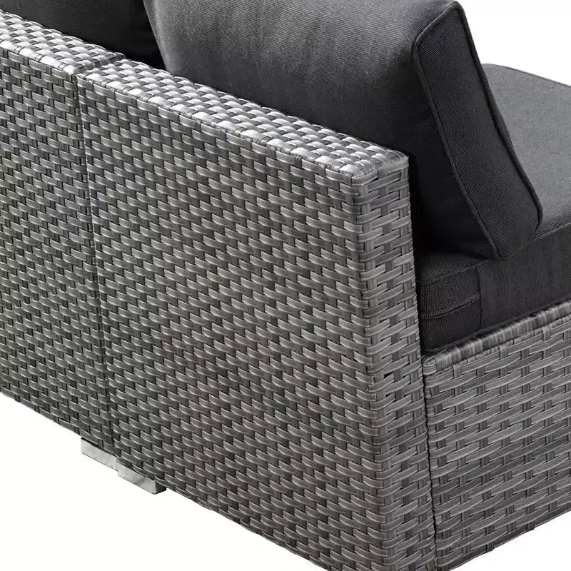 Ensemble de mobilier de jardin 5 pièces en osier Venise – Canapé de conversation avec table et coussins