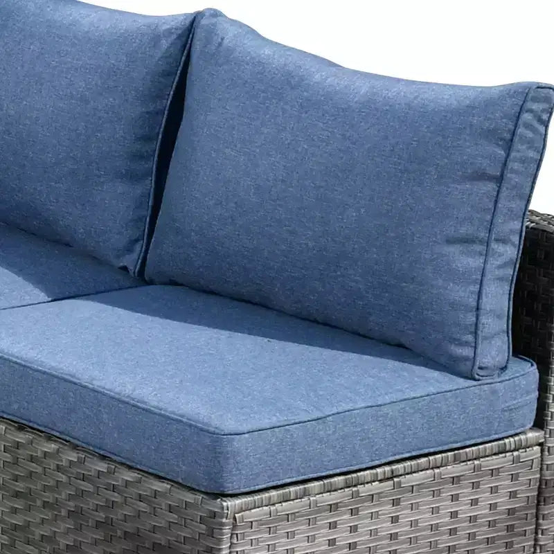 Ovios Venice 11pc Wicker Outdoor Patio Furniture Set Conversation Sofa with a Metal Fire Pit, Swivel Chairs and Cushions