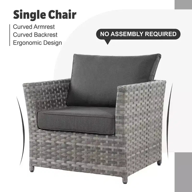 Tenaya 13pc Wicker Outdoor Patio Furniture Set Conversation Sofa with a Metal Fire Pit and Cushions