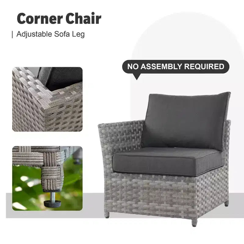 Tenaya 13pc Wicker Outdoor Patio Furniture Set Conversation Sofa with a Metal Fire Pit and Cushions