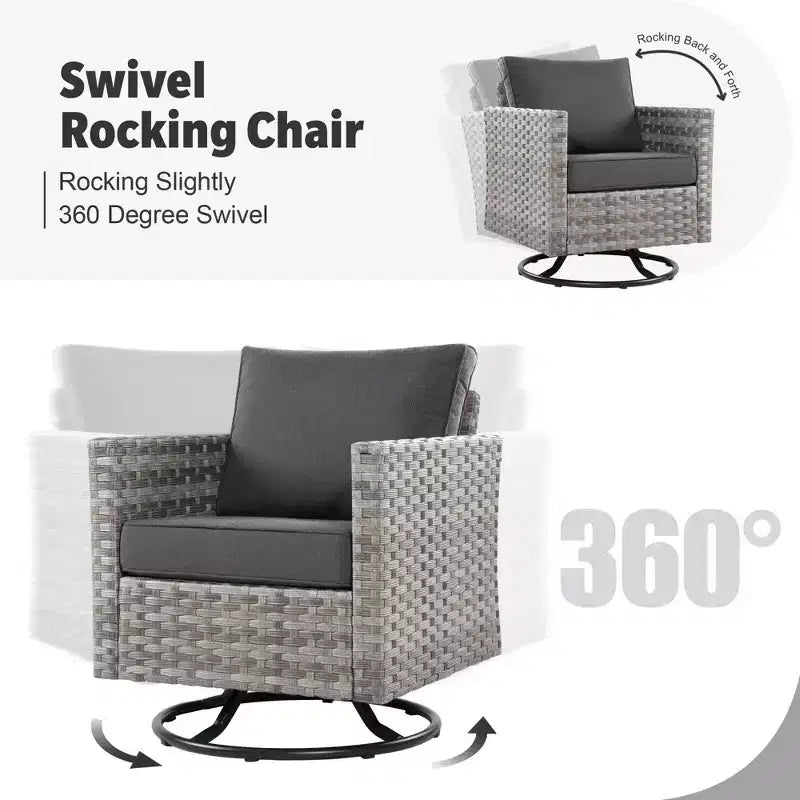Tenaya 13pc Wicker Outdoor Patio Furniture Set Conversation Sofa with a Metal Fire Pit and Cushions