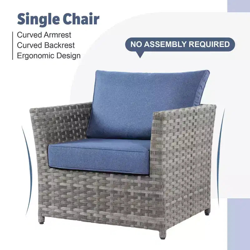 Tenaya 13pc Wicker Outdoor Patio Furniture Set Conversation Sofa with a Metal Fire Pit and Cushions