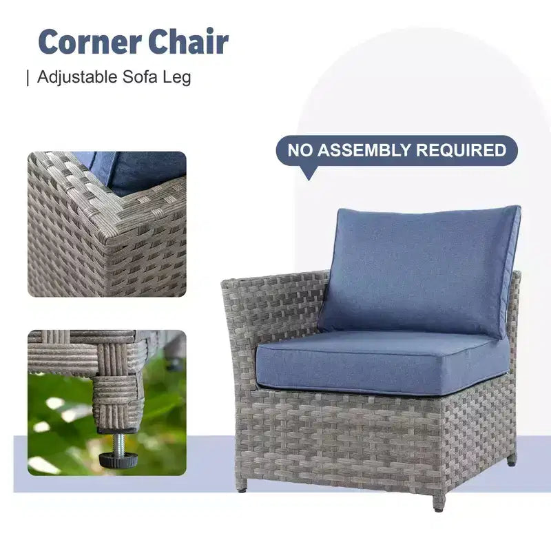 Tenaya 13pc Wicker Outdoor Patio Furniture Set Conversation Sofa with a Metal Fire Pit and Cushions
