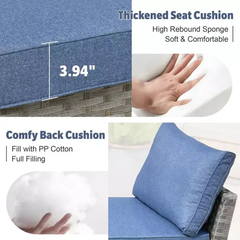 Tenaya 13pc Wicker Outdoor Patio Furniture Set Conversation Sofa with a Metal Fire Pit and Cushions