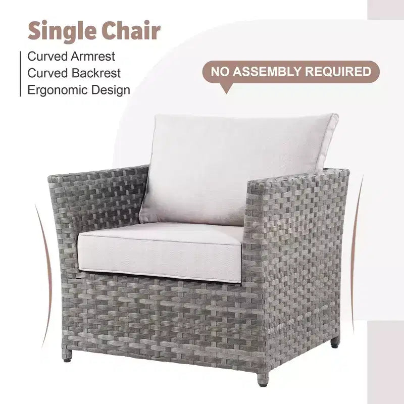 Tenaya 13pc Wicker Outdoor Patio Furniture Set Conversation Sofa with a Metal Fire Pit and Cushions