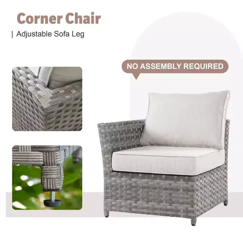 Tenaya 13pc Wicker Outdoor Patio Furniture Set Conversation Sofa with a Metal Fire Pit and Cushions