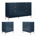Festivo 3pc Modern Elegance 2 Drawer Nightstands and 6 Drawer Dresser Set