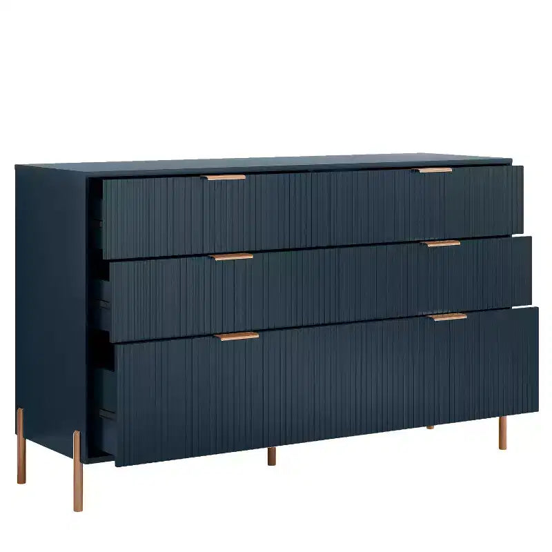 Festivo 3pc Modern Elegance 2 Drawer Nightstands and 6 Drawer Dresser Set