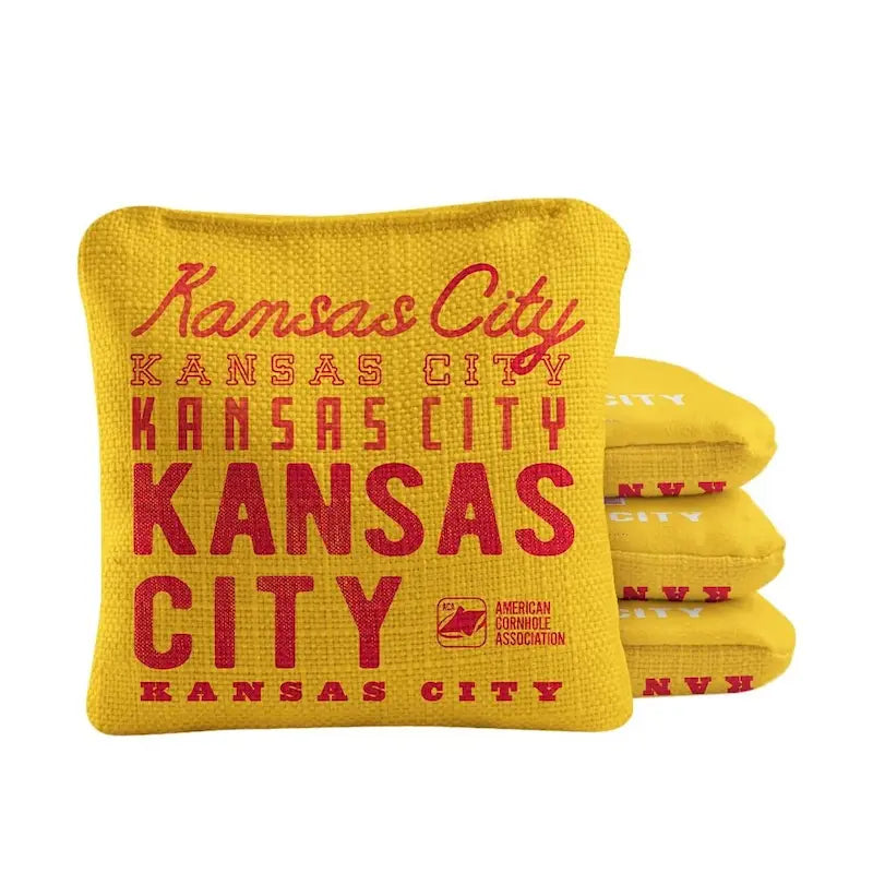 Kansas City Football Yellow Dual Sided Cornhole Bags