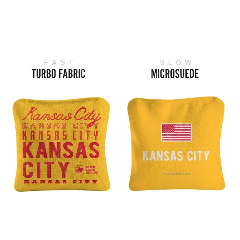 Kansas City Football Yellow Dual Sided Cornhole Bags