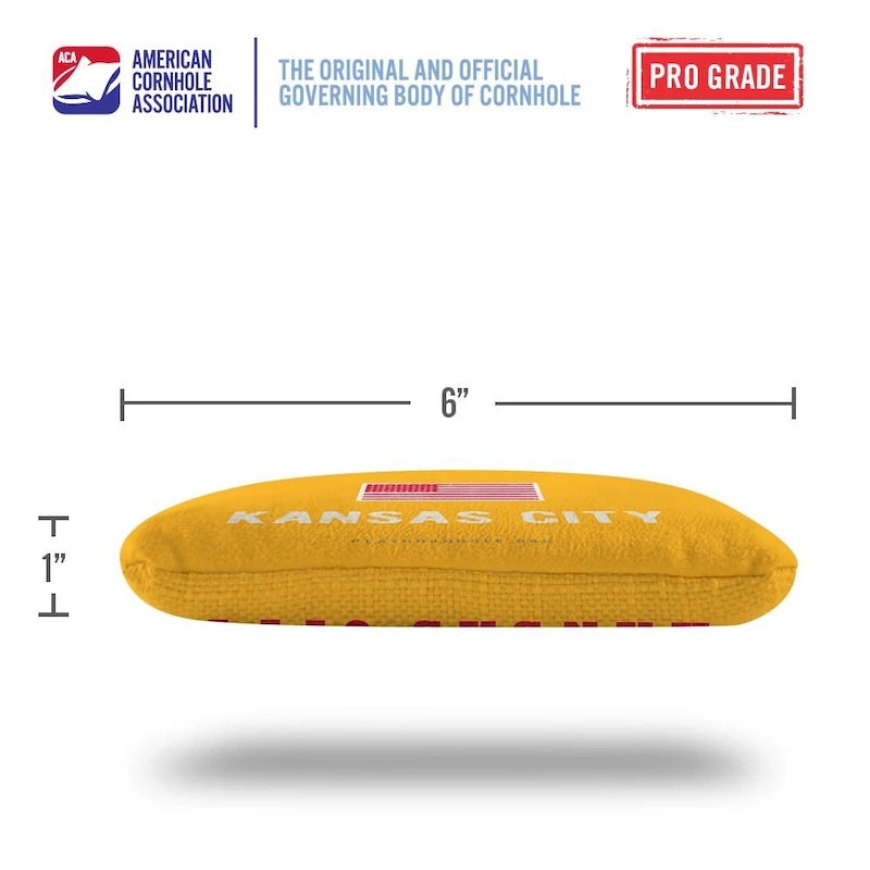 Kansas City Football Yellow Dual Sided Cornhole Bags