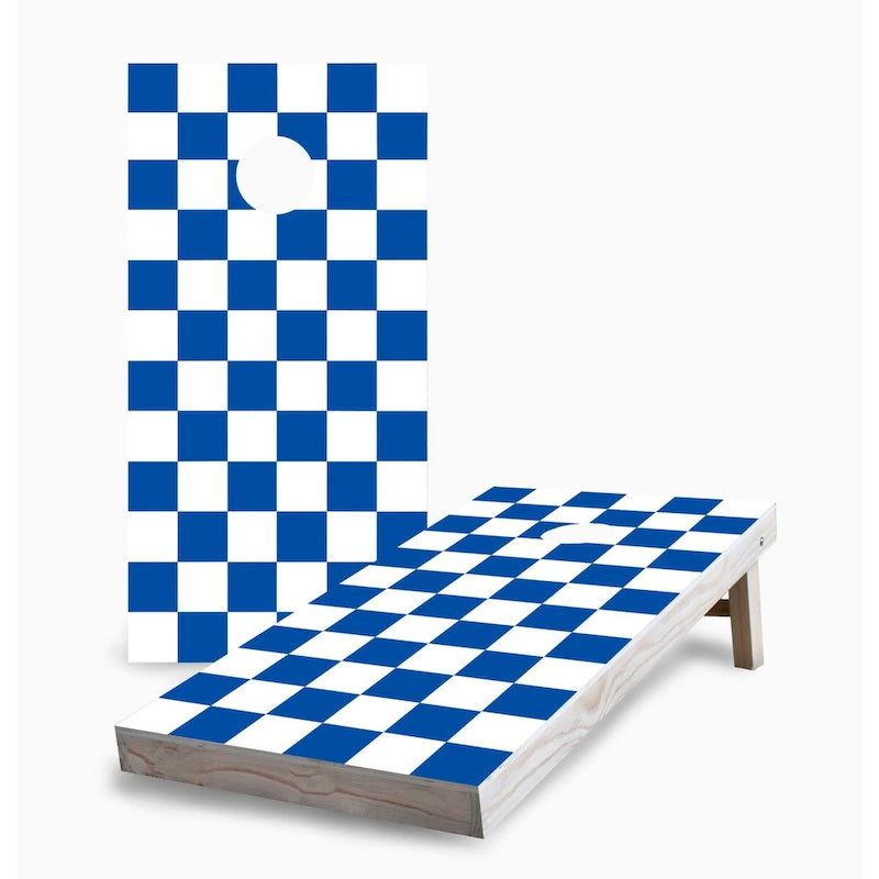 Royal Checkered Corn Hole Board Set with Hole Lights