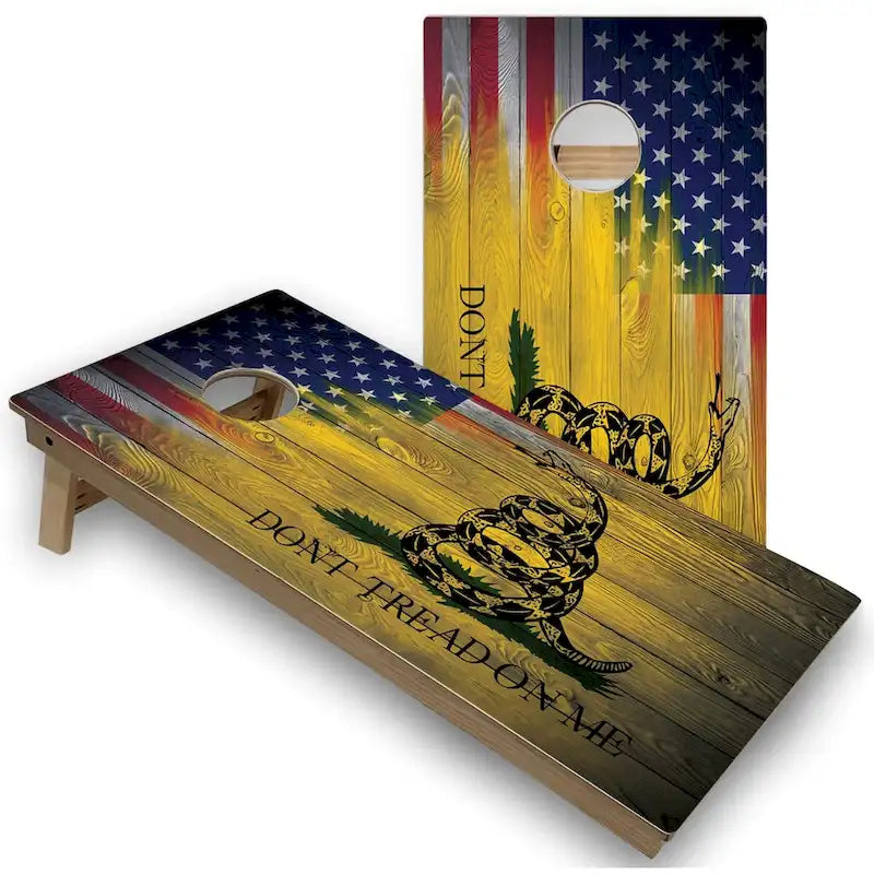 Gadsden & USA Flag Cornhole Boards with LED Lights