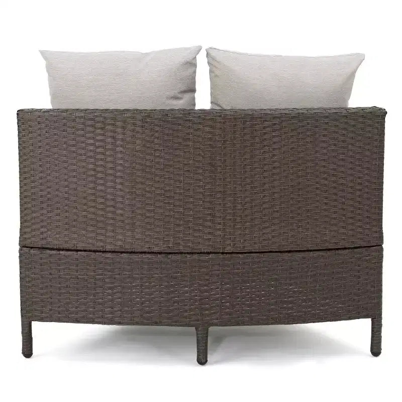 Christopher Knight Home 2pc Newton Wicker Outdoor Patio Curved Loveseat Sectional with Cushions