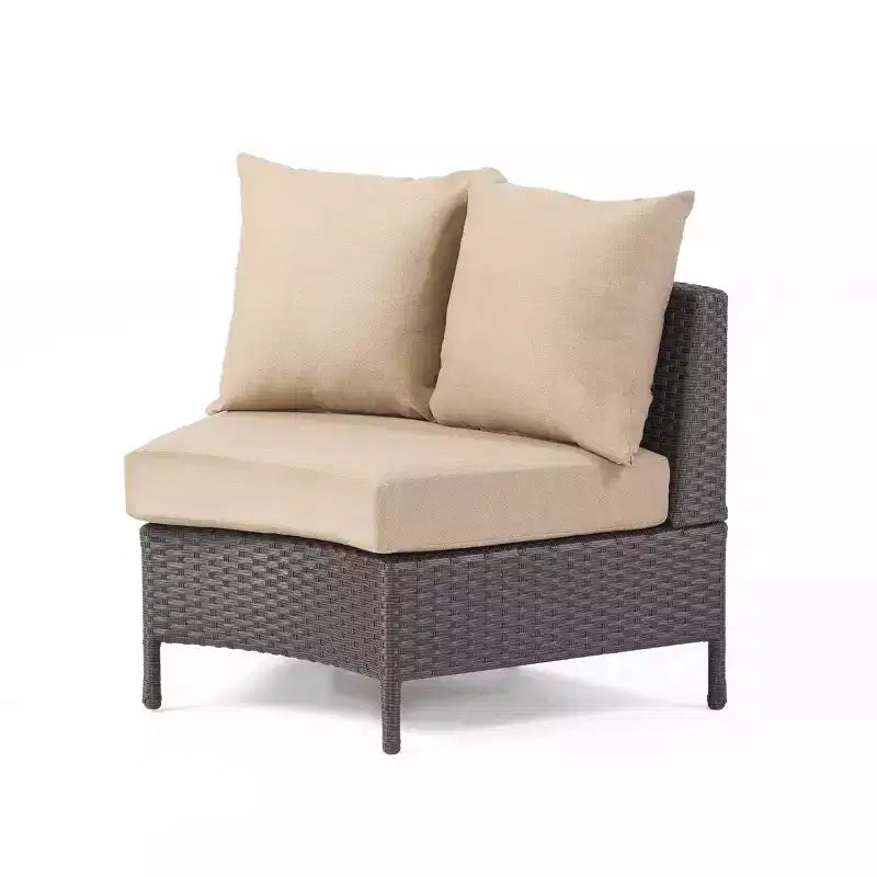 Christopher Knight Home 2pc Newton Wicker Outdoor Patio Curved Loveseat Sectional with Cushions