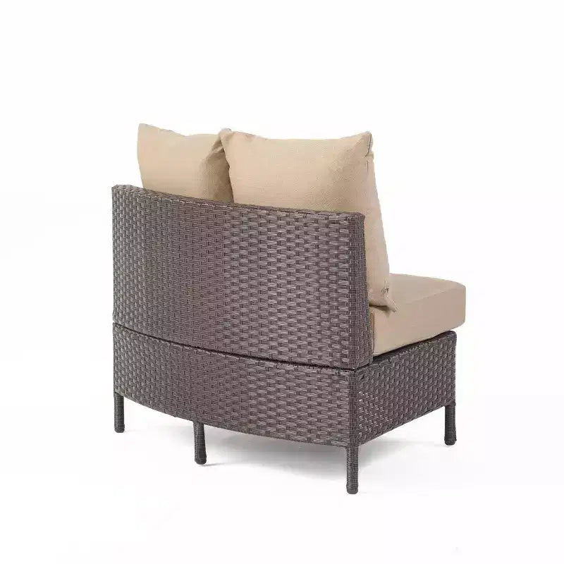 Christopher Knight Home 2pc Newton Wicker Outdoor Patio Curved Loveseat Sectional with Cushions