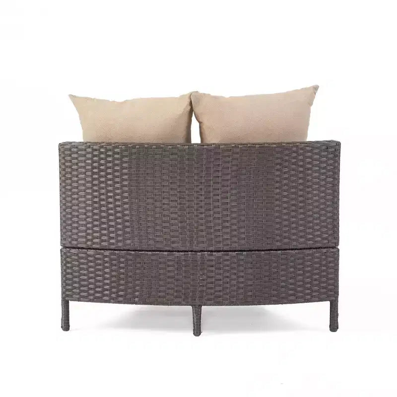 Christopher Knight Home 2pc Newton Wicker Outdoor Patio Curved Loveseat Sectional with Cushions