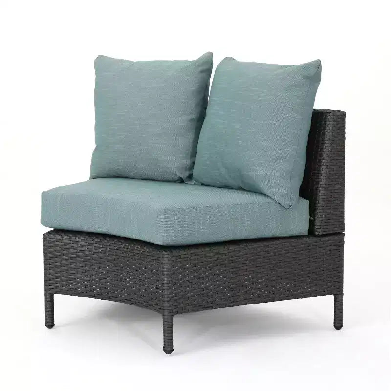Christopher Knight Home 2pc Newton Wicker Outdoor Patio Curved Loveseat Sectional with Cushions