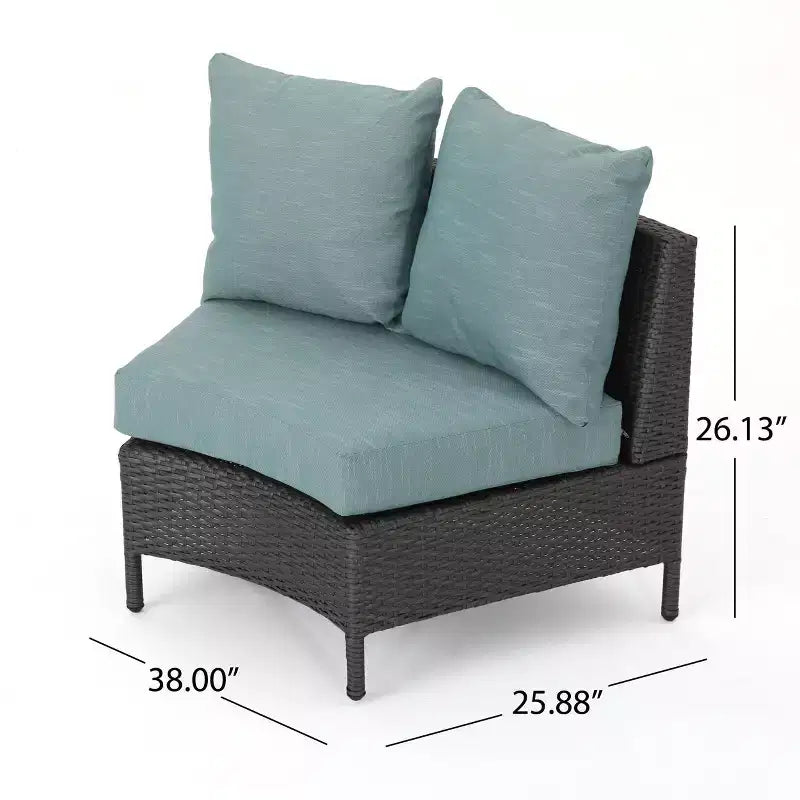 Christopher Knight Home 2pc Newton Wicker Outdoor Patio Curved Loveseat Sectional with Cushions